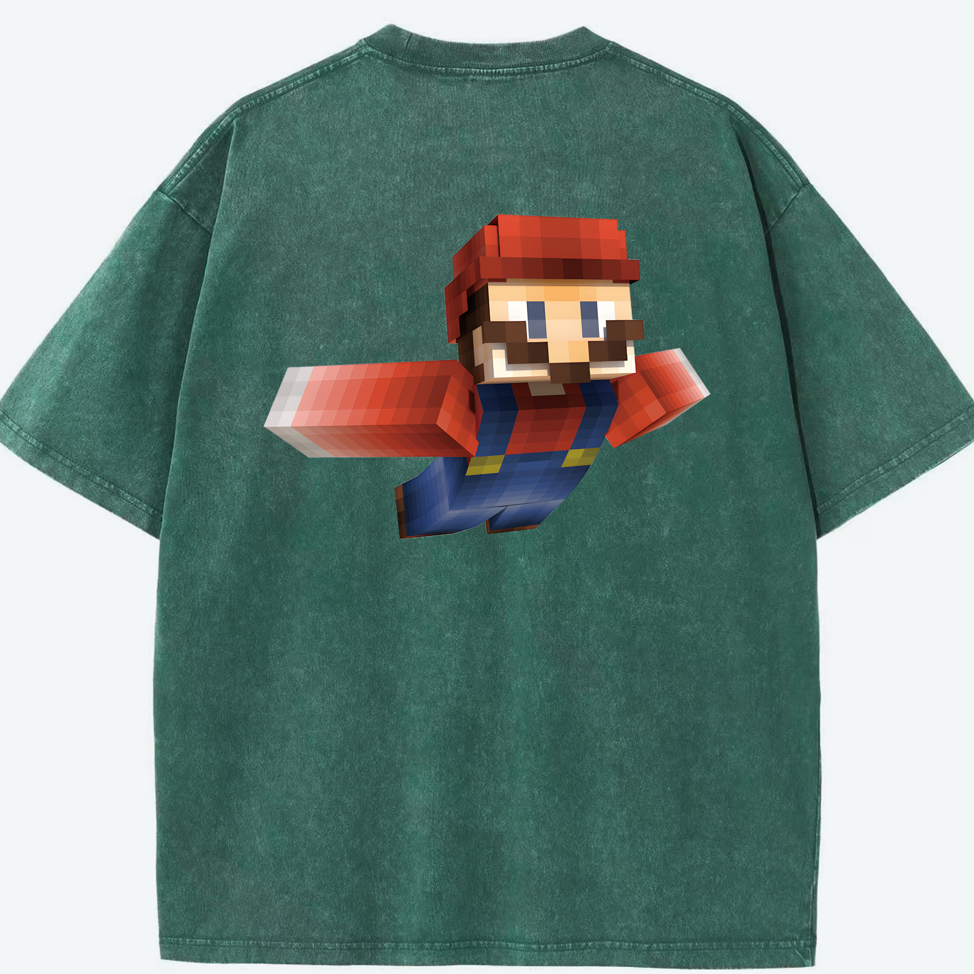 （画像用） マインクラフト ブロックの世界 Minecraft MC Block world 綿100% ヴィンテージ風 半袖Tシャツ（背面プリント）